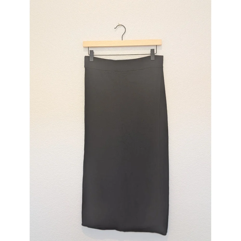 Banana Republic Black Knit Midi Skirt Women Faux Wrap S